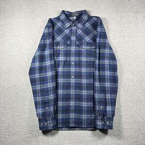 Ibex Flannel Shirt Mens M Blue Plaid Virgin Wool nap Button Outdoor Hiking